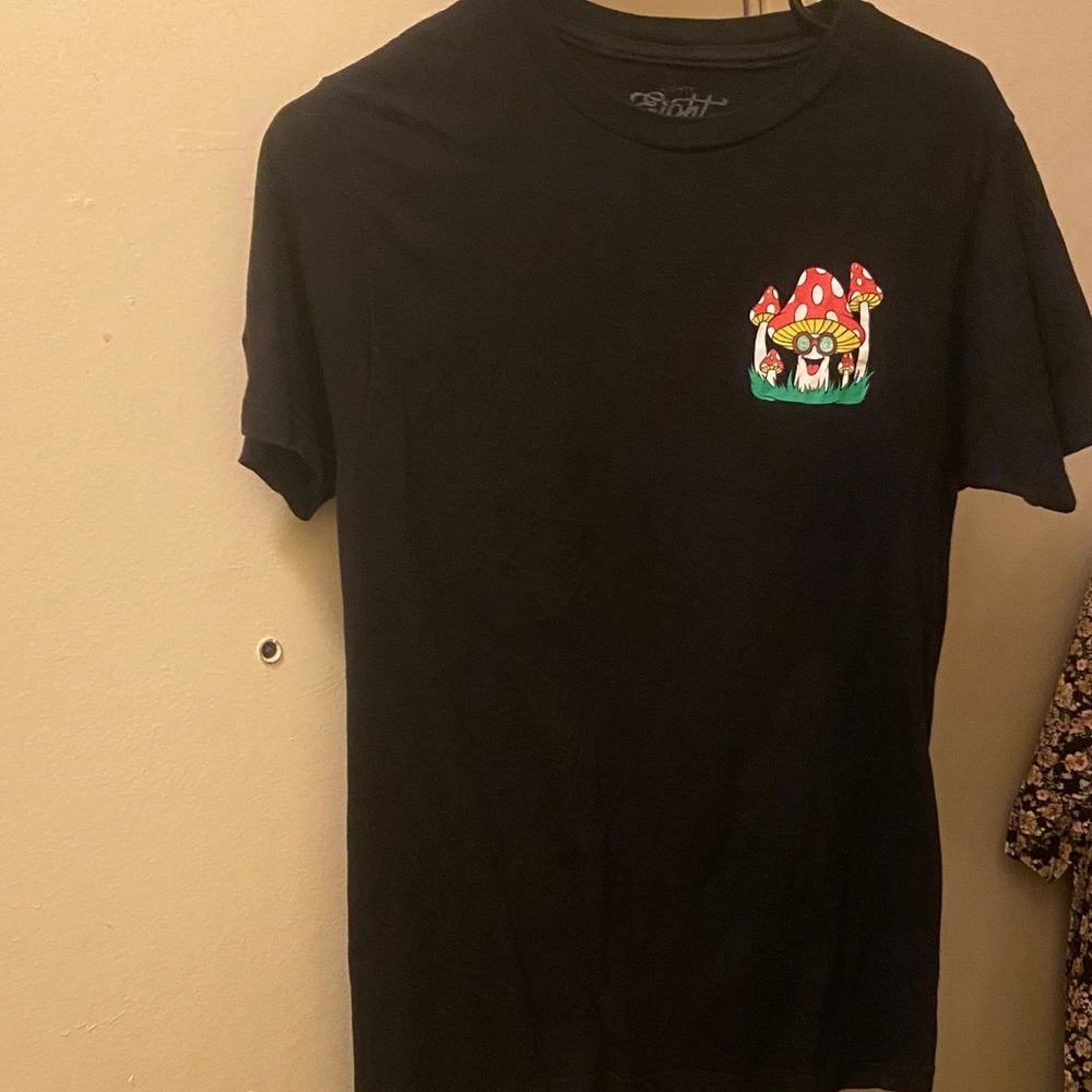 Black T-Shirt with Mushroom Graphic